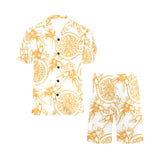 hand drawn orange fruit pattern Men's V-Neck Short Pajama Set