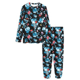 Skull flower roses leave pattern Women's All Over Print Pajama Set