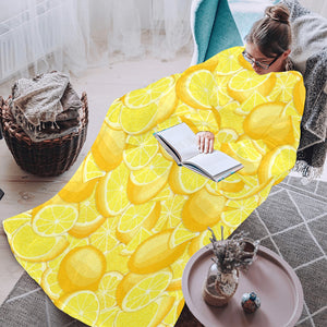 lemon pattern Blanket Robe with Sleeves