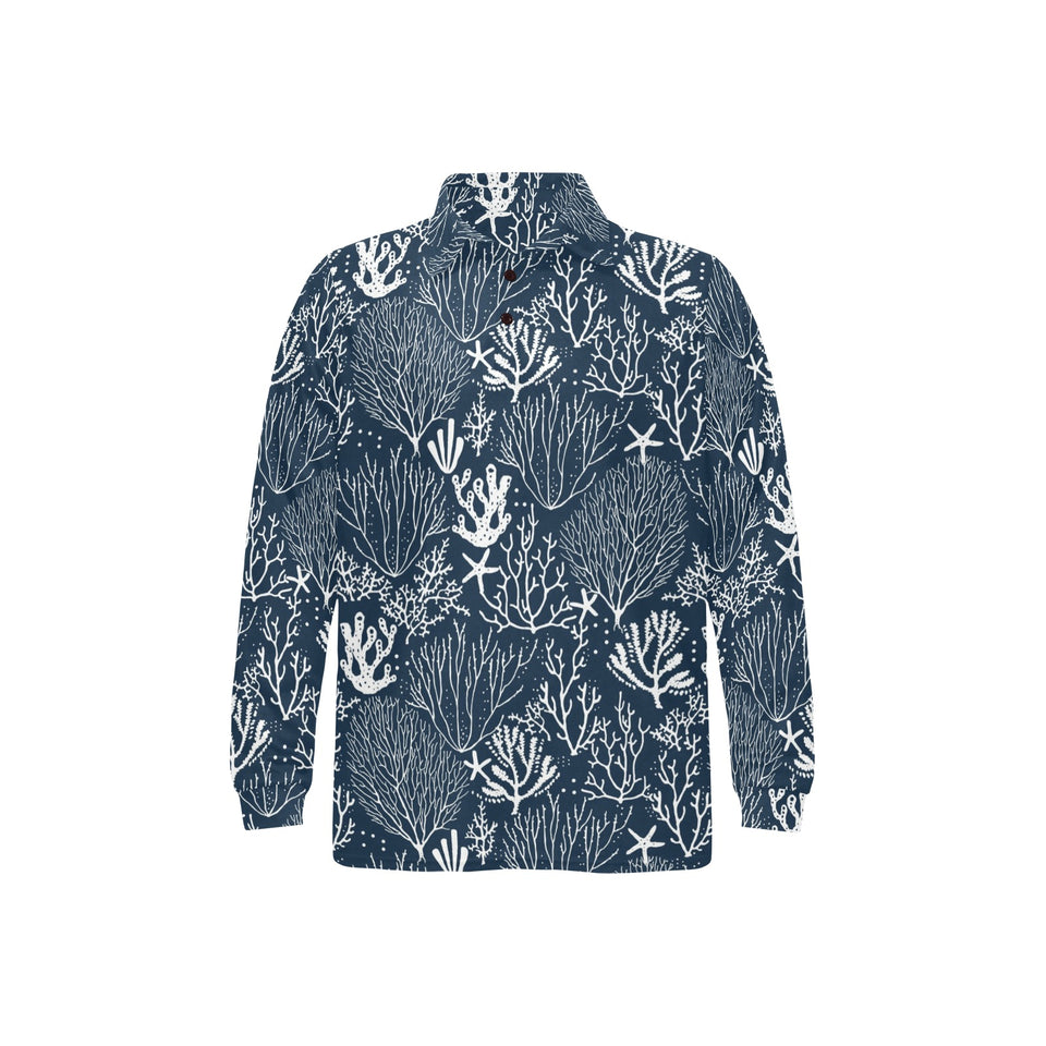 Coral Reef Pattern Print Design 05 Men's Long Sleeve Polo Shirt