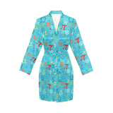 Math Pattern Print Design 02 Women's Long Sleeve Belted Night Robe