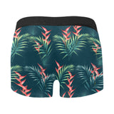 heliconia flowers, palm and monstera leaves on bla Men's All Over Print Boxer Briefs Men's Underwear