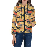 Kangaroo Australian aboriginal art pattern Women's Padded Hooded Jacket