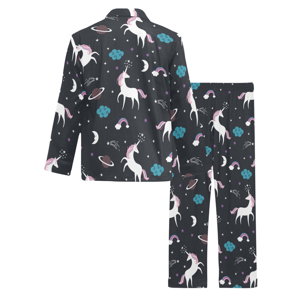 unicorn rainbows moon clound star pattern Men's Long Pajama Set