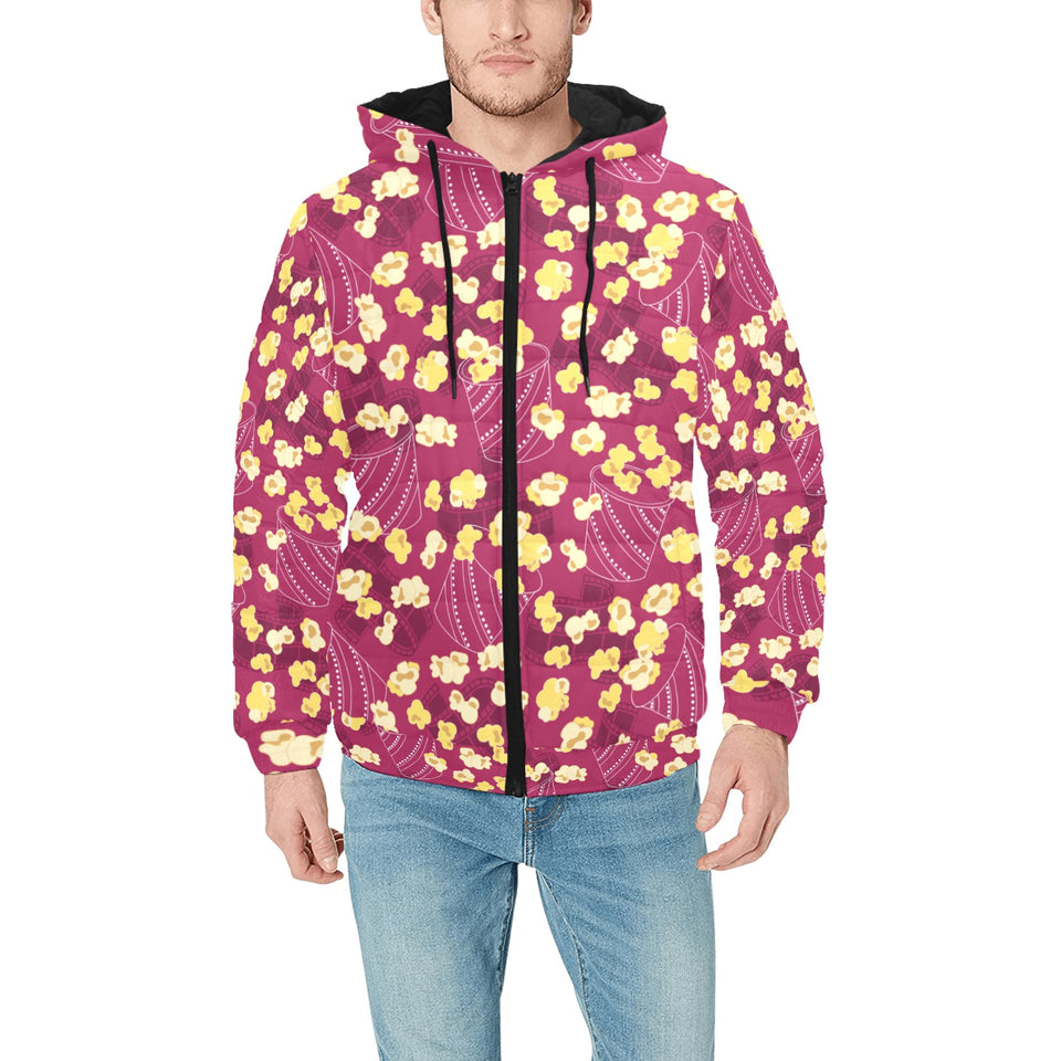 Popcorn Pattern Print Design 02 Men's Padded Hooded Jacket