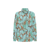 Monkey Palm tree background Women's Long Sleeve Polo Shirt