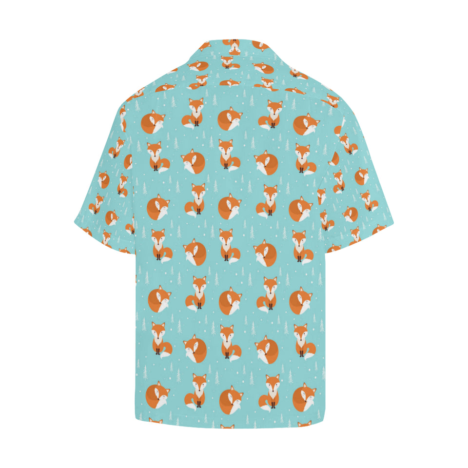 Fox pattern blue b ackground Men's All Over Print Hawaiian Shirt