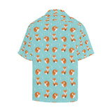Fox pattern blue b ackground Men's All Over Print Hawaiian Shirt