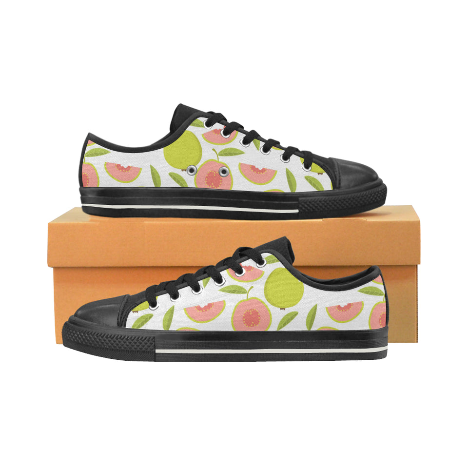 Guava pattern Men's Low Top Canvas Shoes Black
