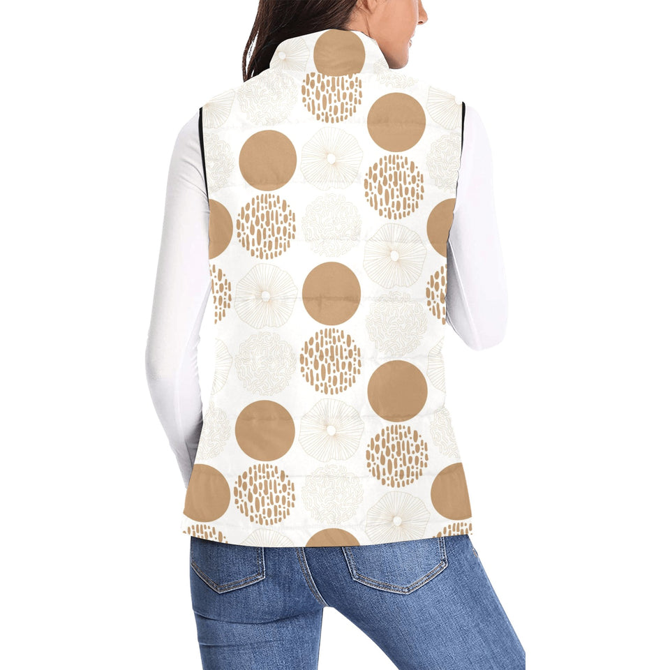 Gold Texture mushroom pattern Women's Padded Vest