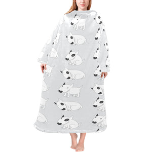 Bull Terrier Pattern Print Design 01 Blanket Robe with Sleeves