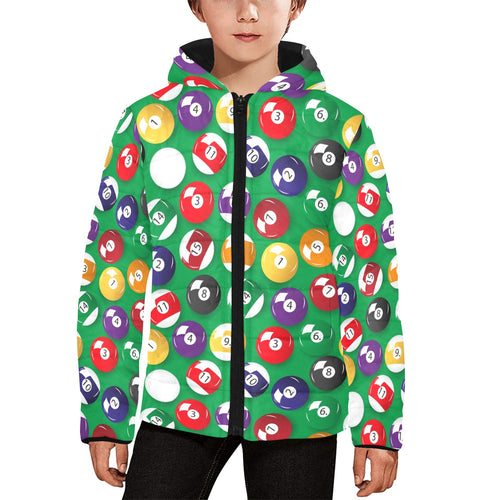 Billiard Ball Pattern Print Design 02 Kids' Boys' Girls' Padded Hooded Jacket
