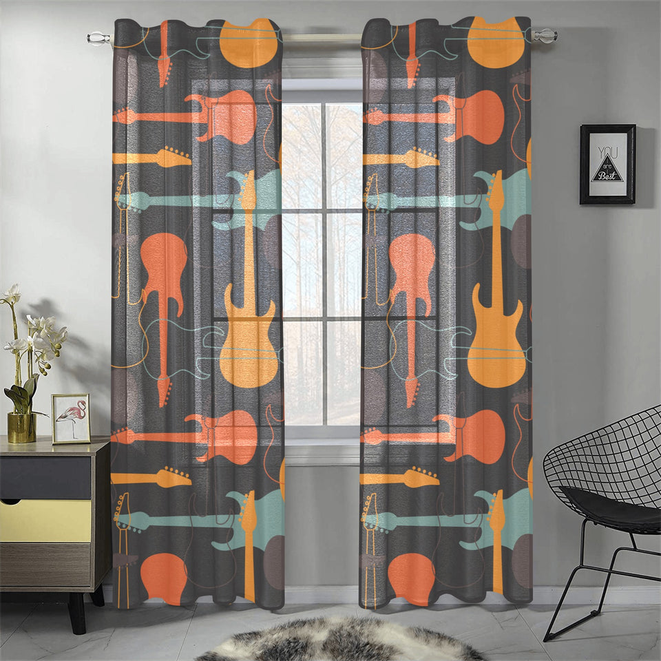 electric guitars pattern Gauze Curtain