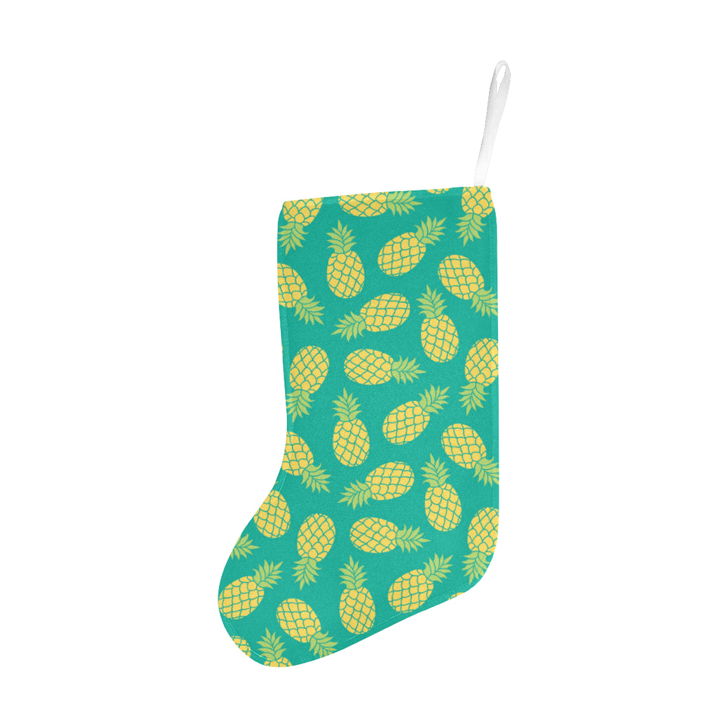 Pineapples pattern green background Christmas Stocking