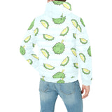 Durian pattern blue background Men's Padded Hooded Jacket