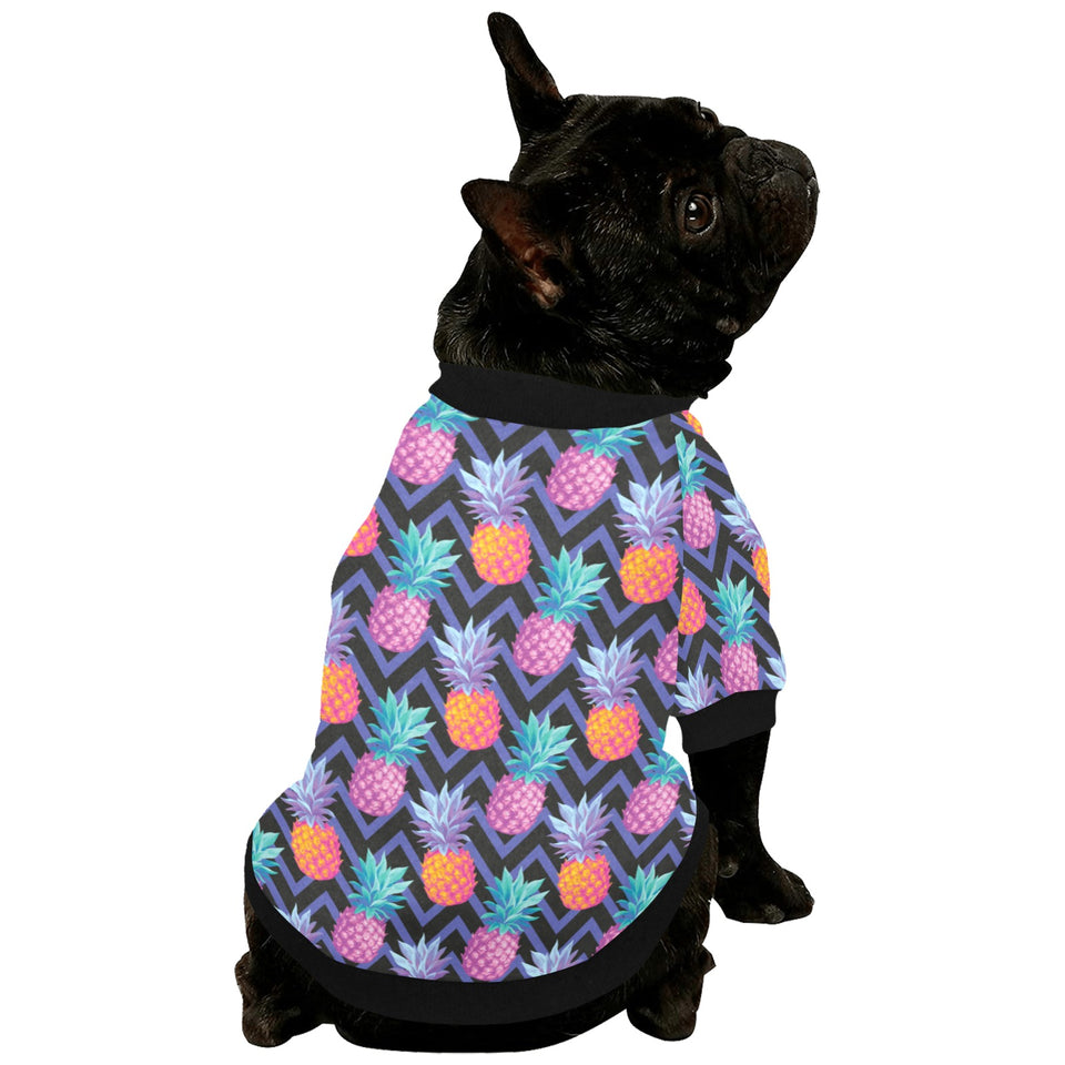 Pineapples pattern zigzag background All Over Print Pet Dog Round Neck Fuzzy Shirt