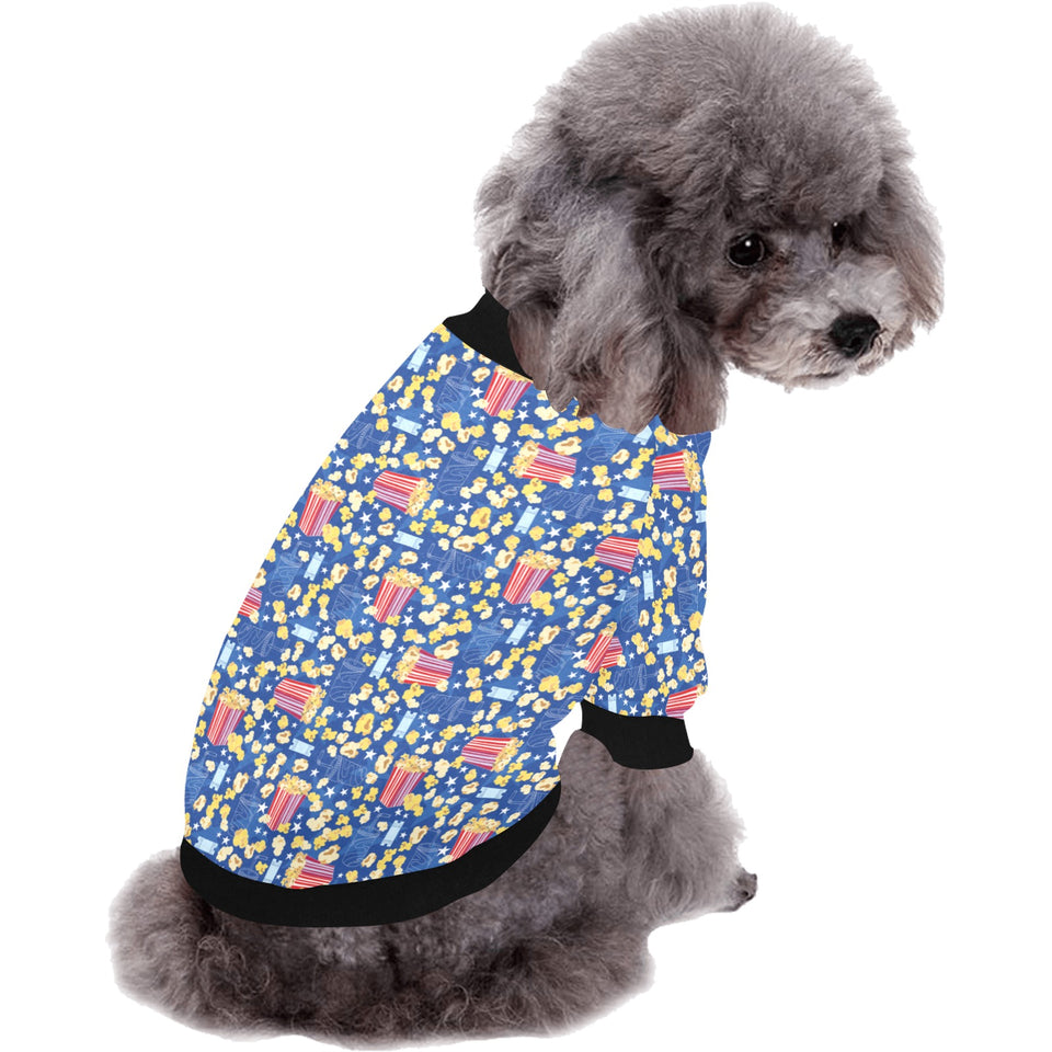 Popcorn Pattern Print Design 01 All Over Print Pet Dog Round Neck Fuzzy Shirt