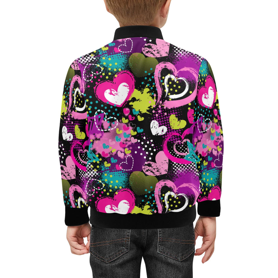 heart dot wave star creative design pattern Kids' Boys' Girls' Bomber Jacket