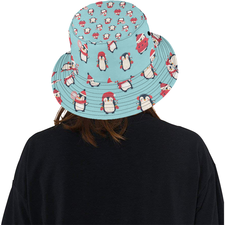 Cute penguin christmas  design pattern Unisex Bucket Hat