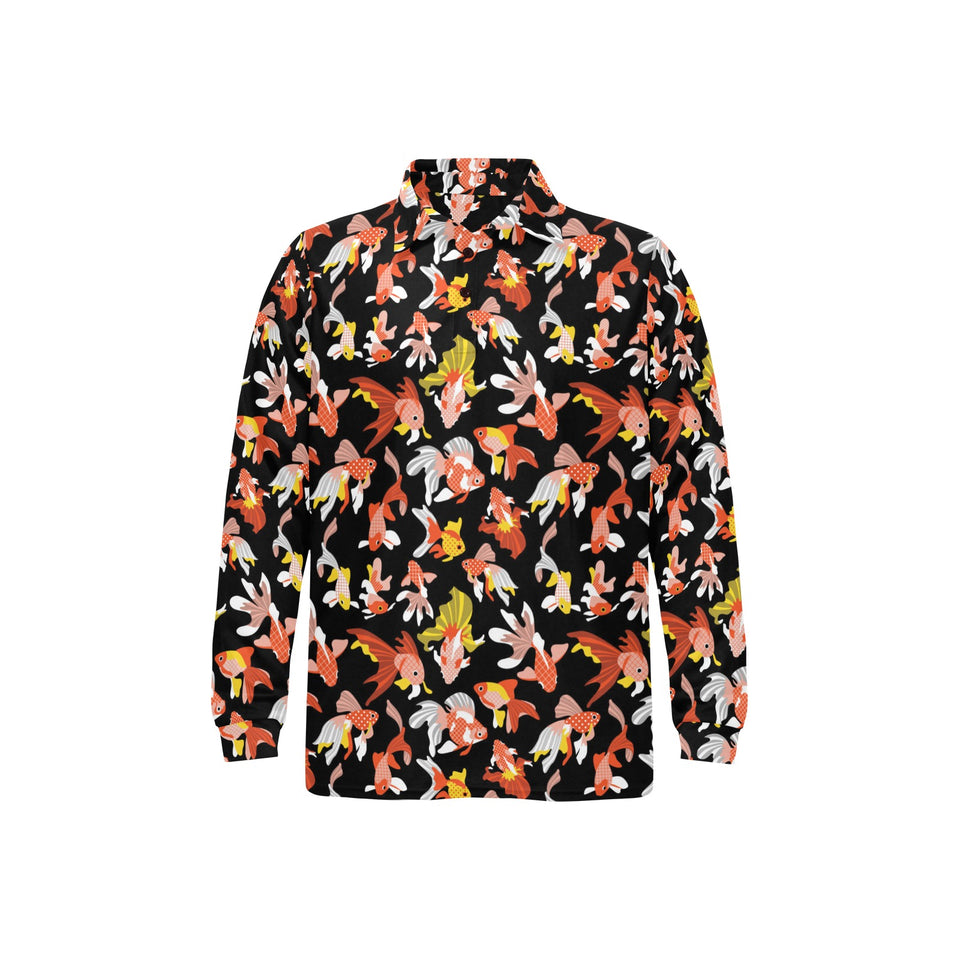 Goldfish Pattern Print Design 03 Men's Long Sleeve Polo Shirt