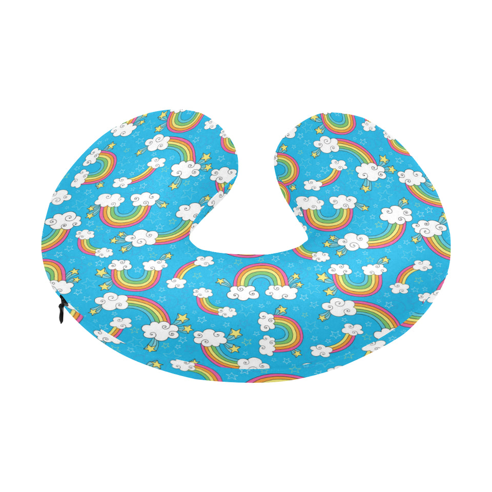 Rainbows Sky Clouds Pattern U-Shaped Travel Neck Pillow