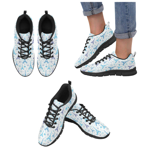 Blue Eiffel Tower Theme Pattern Print Design 01 Women's Sneaker Shoes