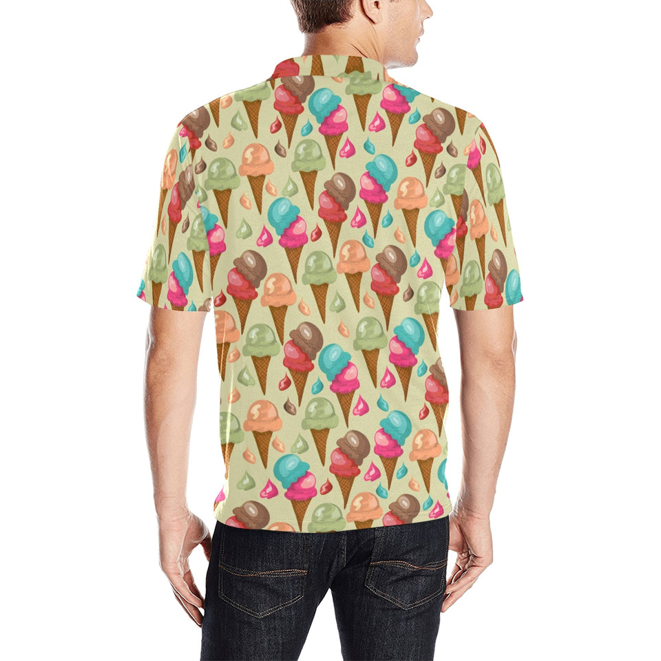 Colorful ice cream pattern Men's All Over Print Polo Shirt