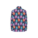 Pineapples pattern zigzag background Women's Long Sleeve Polo Shirt