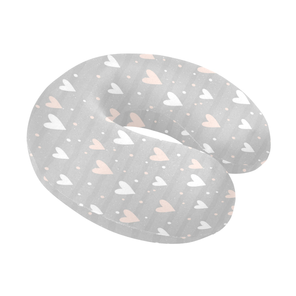 Heart pattern gray background U-Shaped Travel Neck Pillow