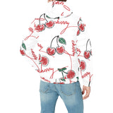 Hand drawn cherry pattern Men's Padded Hooded Jacket