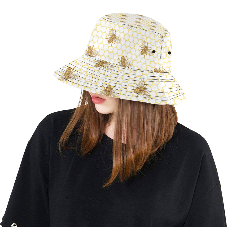 Bee honeycomb seamless design pattern Unisex Bucket Hat