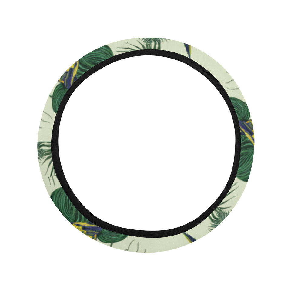 Beautiful parrot palm leaves pattern Car Steering Wheel Cover
