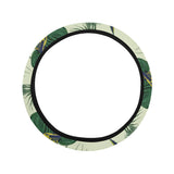 Beautiful parrot palm leaves pattern Car Steering Wheel Cover
