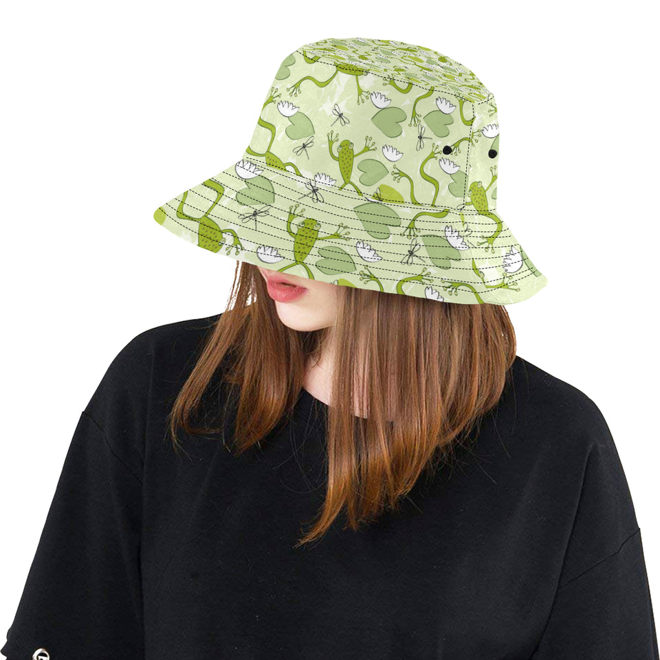 Cute frog dragonfly pattern Unisex Bucket Hat