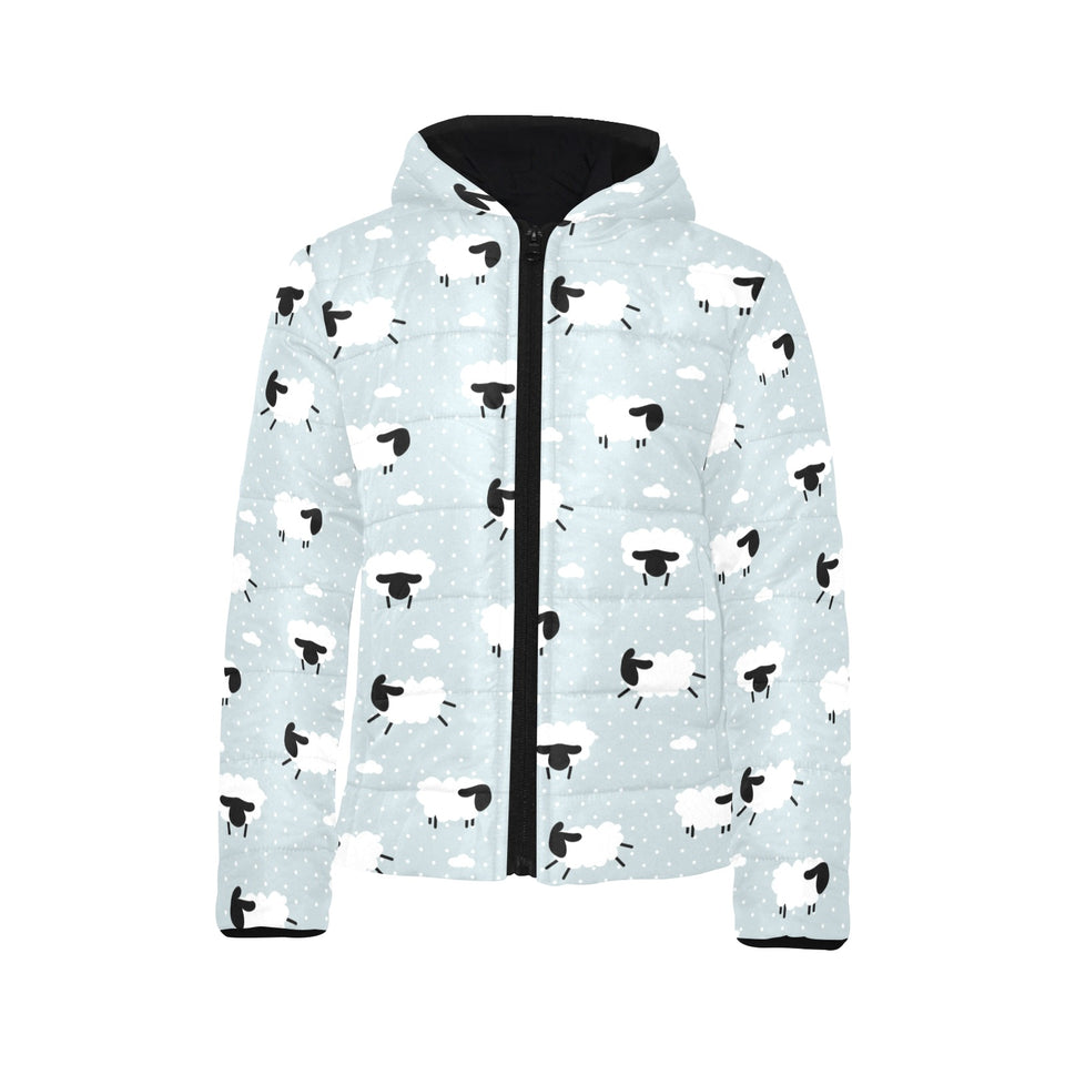 Sheep polka dot cloud pattern Kids' Boys' Girls' Padded Hooded Jacket