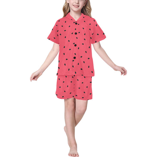 watermelon texture background Kids' Boys' Girls' V-Neck Short Pajama Set