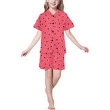 watermelon texture background Kids' Boys' Girls' V-Neck Short Pajama Set