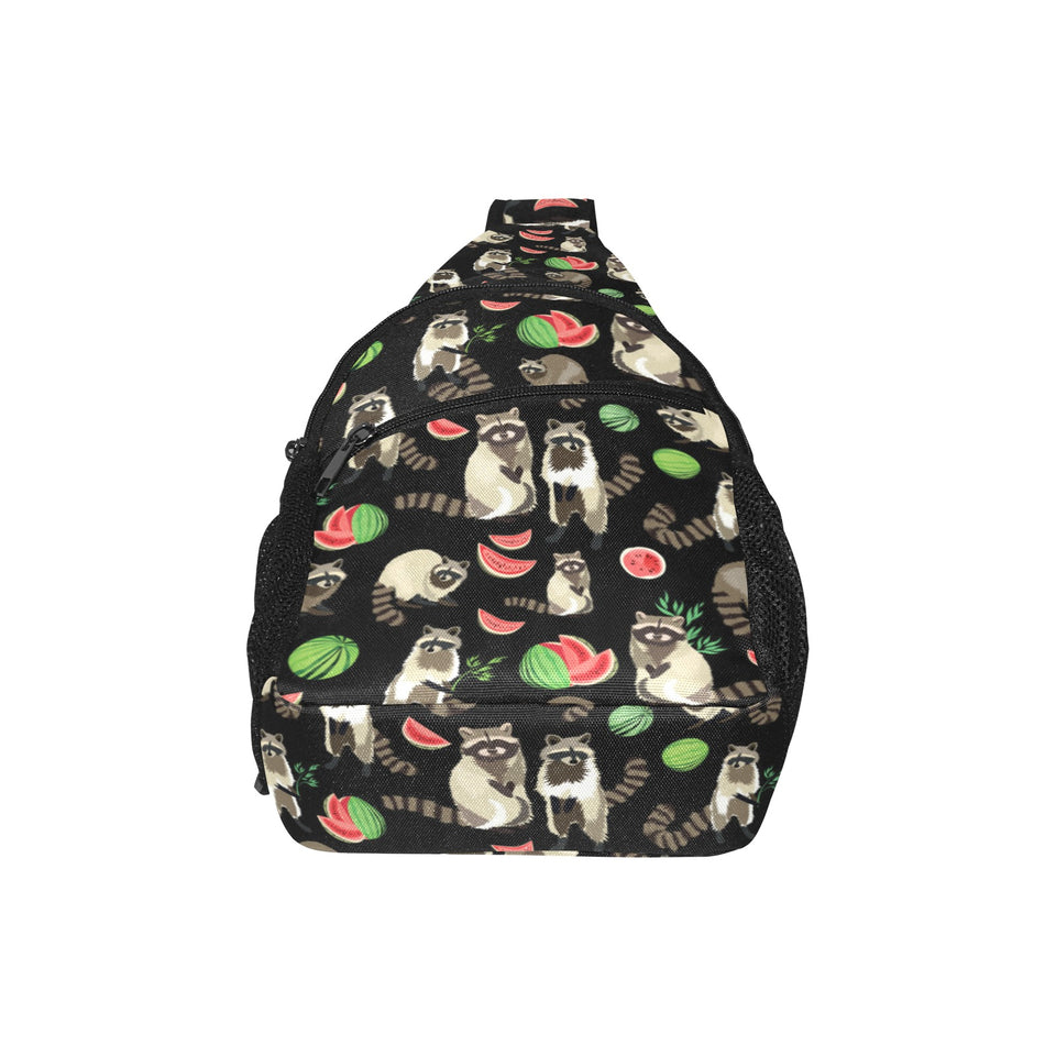 Raccoon watermelon pattern All Over Print Chest Bag