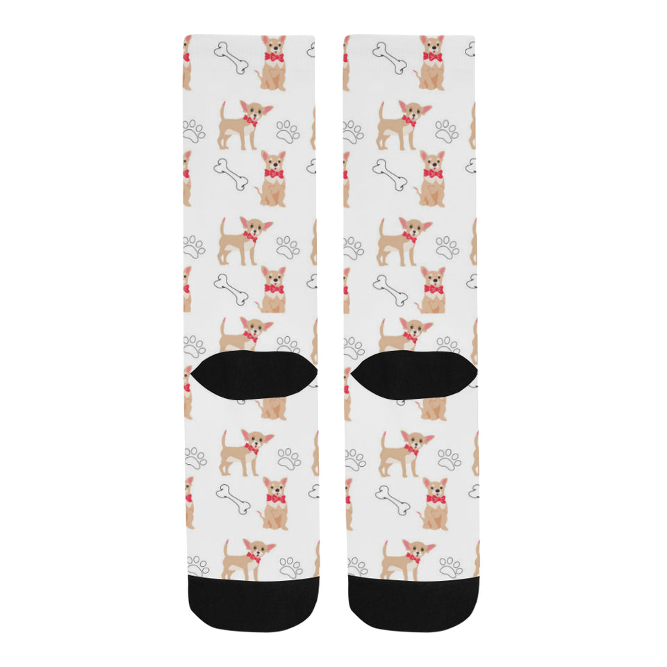 Chihuahua bone paw pattern Crew Socks