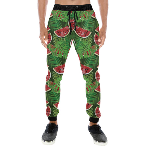 Watermelons tropical palm leaves pattern backgroun Unisex Casual Sweatpants