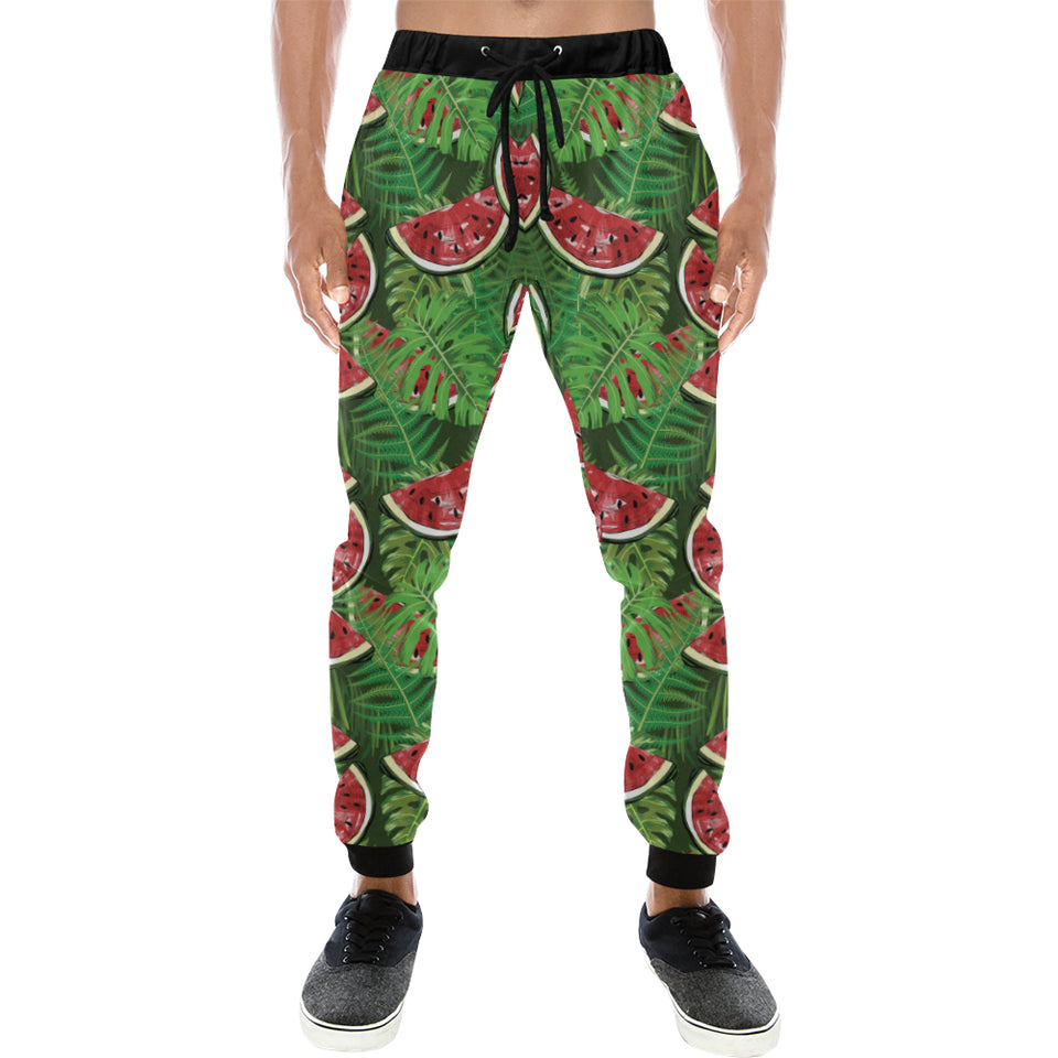 Watermelons tropical palm leaves pattern backgroun Unisex Casual Sweatpants