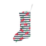 Hand drawn cherry pattern striped background Christmas Stocking