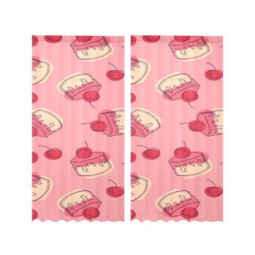 Cake cherry pattern Gauze Curtain
