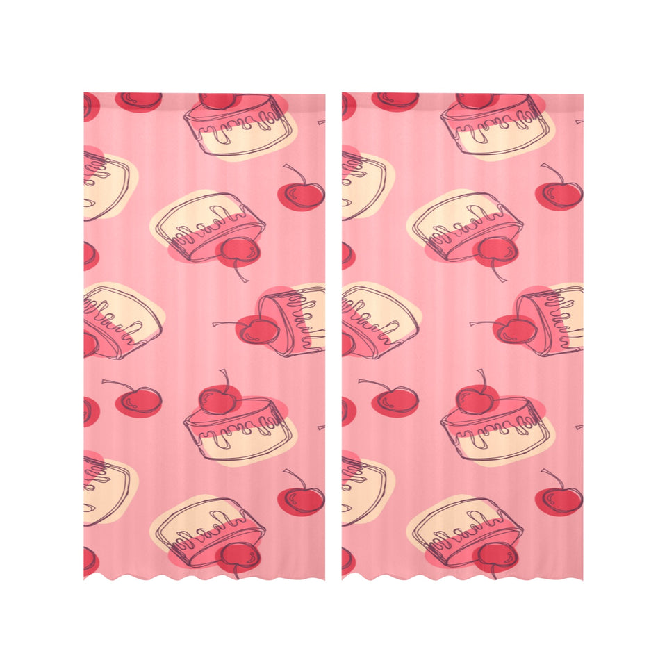 Cake cherry pattern Gauze Curtain
