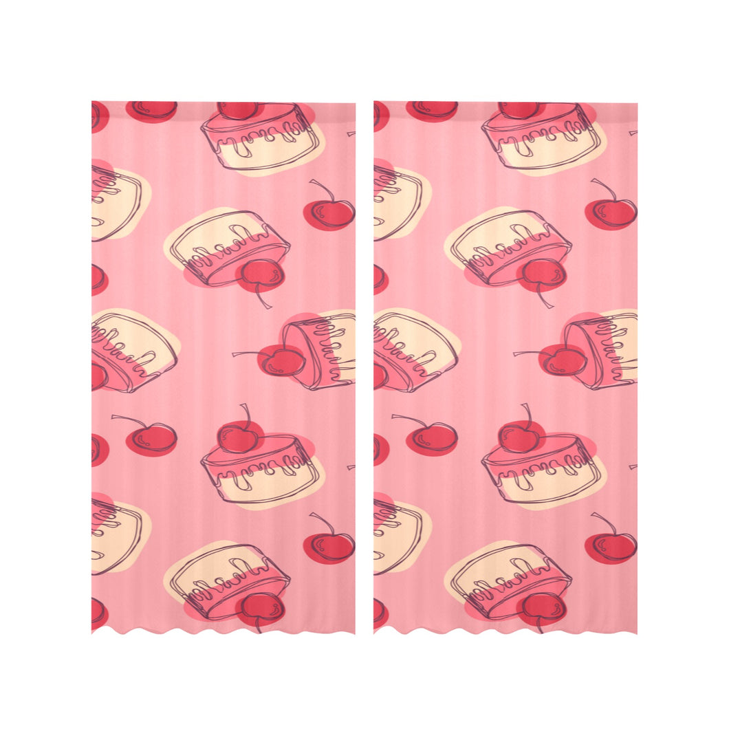 Cake cherry pattern Gauze Curtain