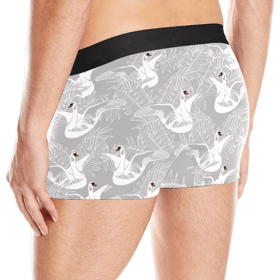 white swan gray background Men's All Over Print Boxer Briefs Men's Underwear