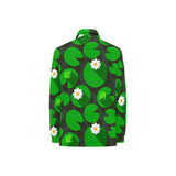 Frog waterlily pattern Women's Long Sleeve Polo Shirt