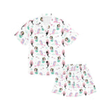 cute mermaid dolphin fish starfish pattern Kids' Boys' Girls' V-Neck Short Pajama Set