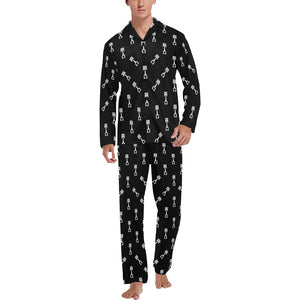 Engine Piston Black Theme Pattern Print Design 03 Men's Long Pajama Set