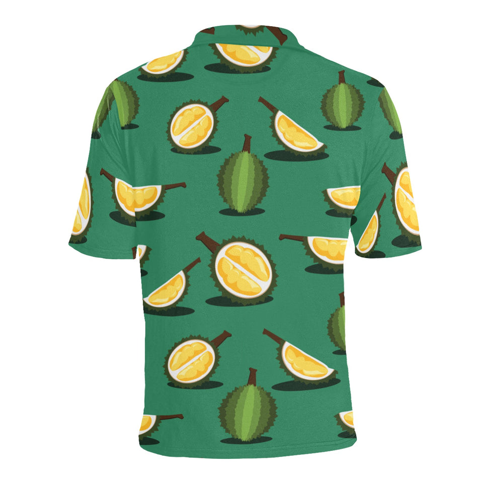 Durian pattern green background Men's All Over Print Polo Shirt